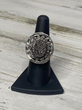 Or Paz Sterling Silver Druzy Oval Statement Ring